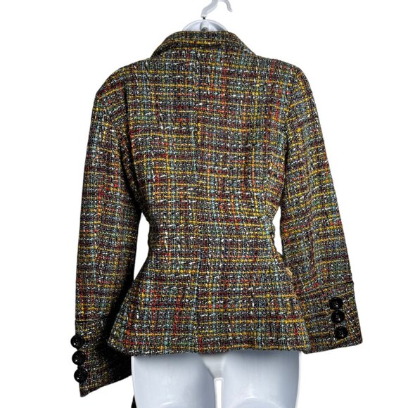 Zara Women’s Multicolor Tweed Belted Jacket Size Medium Made in Spain - Picture 4 of 10